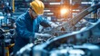 © Adi - Engineer worker in automotive factory car manufacturing process, assembly line production