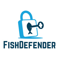 fish defender security flat minimalist logo design