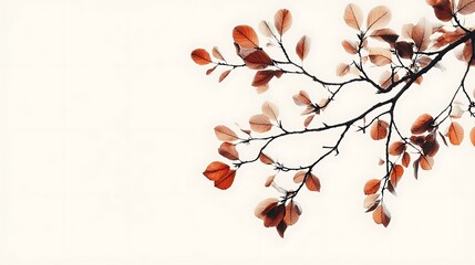 Poster - A minimalist design featuring a branch with autumn leaves against a light background.