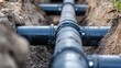 © 69 - Close-up of PVC water pipes in a trench, highlighting an efficient plumbing installation at a summer cottage.