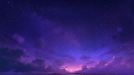 Canvas Print - Purple night sky with stars