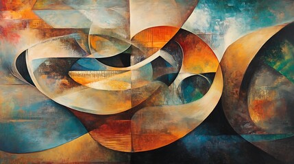 Wall Mural - An abstract composition featuring swirling shapes and vibrant colors, evoking emotion and movement.