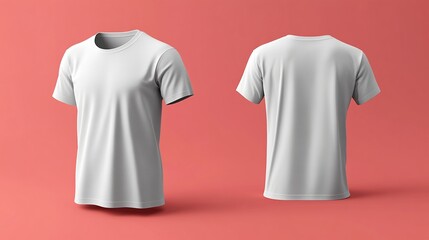 Canvas Print - White T-Shirt Mockup on a Coral Background