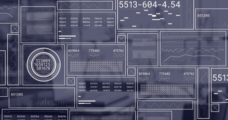 Poster - Image of financial data processing over office