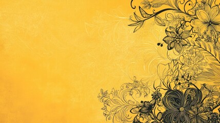 Wall Mural - A yellow background design featuring intricate patterns and subtle gradients, adding depth and interest to the design.