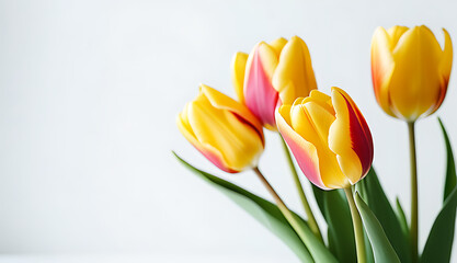 Wall Mural - beautiful tulips white background