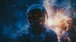 © Adi - The double exposure image of the astronaut's suit overlay with the milky way galaxy image, with copy space