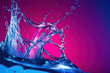 Bright Liquid Flow with Neon Background and Dynamic Water Splash