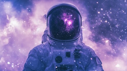 Wall Mural - the double exposure image of the astronaut's suit overlay with the milky way galaxy image, with copy