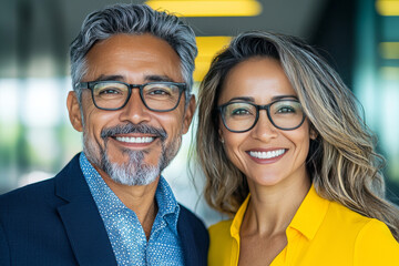 Canvas Print - Smiling man and woman in business attire.