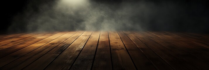 Dark Wooden Floor with Smoke and Spotlight Effect