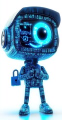 Sticker - A digital character with a lock, symbolizing cybersecurity and technology.