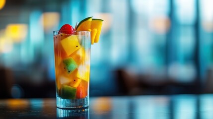 Sticker - A refreshing fruit cocktail served in a tall glass, showcasing vibrant colors and textures.