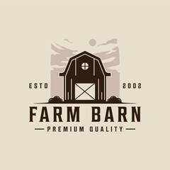 Wall Mural - wooden barn logo vintage vector illustration template icon graphic design. farm house livestock sign or symbol for professional farmer and business with retro style