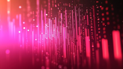 There are glowing lines and data pulsating through a futuristic digital interface.