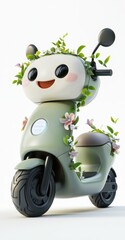 Canvas Print - A cute scooter adorned with plants, symbolizing eco-friendliness and playful design.