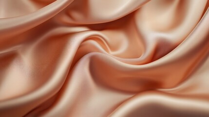 Sticker - A close-up of soft, flowing peach satin fabric, showcasing its smooth texture and sheen.