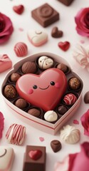 Poster - A heart-shaped box of chocolates surrounded by roses, perfect for gifting on special occasions.