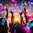 © Noppakun - Excited crowd celebrating with confetti and streamers