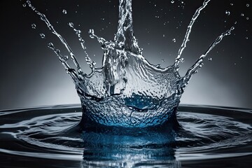 Dynamic Water Splash Isolated on Dark Scene Showcasing Liquid Motion Effects