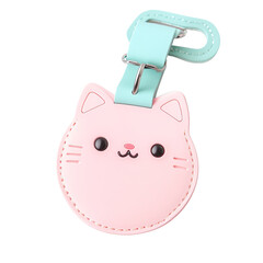 Cute cat-shaped keychain with a pastel color scheme on a white background.