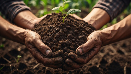 Farmer Holding Soil in Hands Close-Up