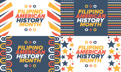 Wall Mural - Filipino American History Month. Happy holiday celebrate annual in October. Filipinos and United States flag. Culture month. Patriotic design. Poster, card, banner, template. Vector illustration