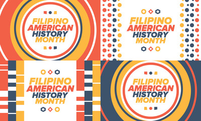 Wall Mural - Filipino American History Month. Happy holiday celebrate annual in October. Filipinos and United States flag. Culture month. Patriotic design. Poster, card, banner, template. Vector illustration