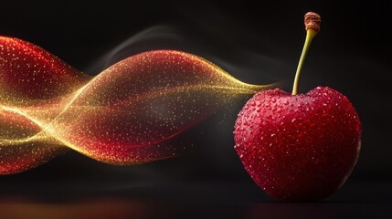 Cherry-shaped electromagnetic spectrum diagram with flowing red and gold gradients on a sleek black backdrop