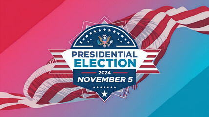 Wall Mural - 2024 United States of America Presidential Election banner. Election banner Vote 2024 with Patriotic Stars. November 5. Generative AI	