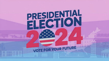 Wall Mural - 2024 United States of America Presidential Election banner. Election banner Vote 2024 with Patriotic Stars. November 5. Generative AI	