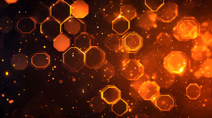 Abstract orange technology hexagonal background
