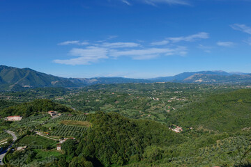 Canvas Print - View of the landscape around Picininisco, a village in Lazio in Italy.