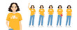 © Volha Hlinskaya - Young beautiful woman standing in different poses set. Isolated vector illustration