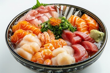 Wall Mural - bowl of Japanese hot pot with assorted ingredients