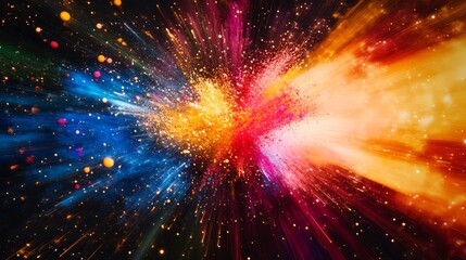 Wall Mural - Abstract colorful explosion with bright colors and a dark background.