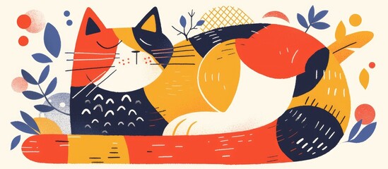 Wall Mural - Vector illustration of an abstract cat Chic cat clip art designed for modern graphics and creative projects