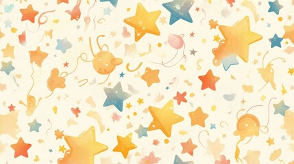 Wall Mural - Hand painted collection of adorable stars Abstract vector background featuring a vibrant array of charming hand drawn stars