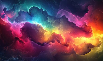 Wall Mural - Vibrant Color series Abstract composition of colorful fractal clouds and graphic elements ideal for backgrounds in projects related to nature art design and creativity