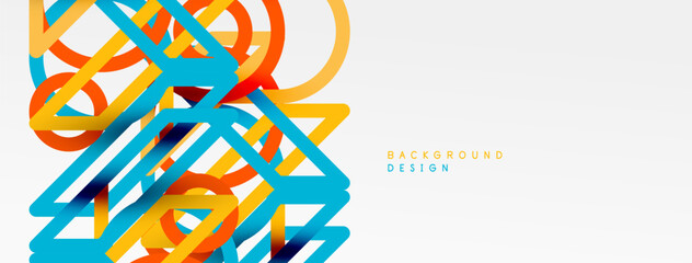 Poster - Abstract background - colorful geometric shapes composition made of lines. Technology or business digital template