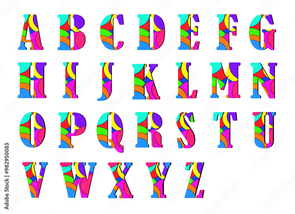 Alphabet letters with geometric patterns, ideal for logos, posters ...