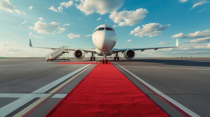 red carpet to enter a jet