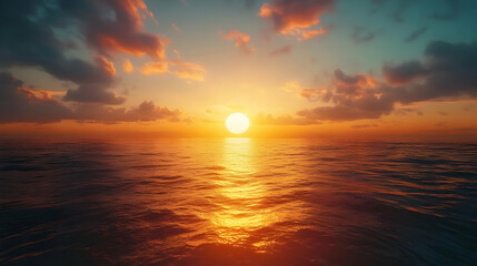 Wall Mural - Beautiful Sunset Over Calm Ocean Waters with Vibrant Sky Colors