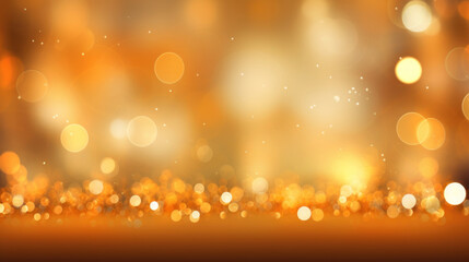 Blur bookeh gold lights or flashes on a light orange color background