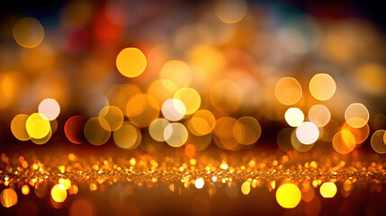 Wall Mural - Blur bookeh gold lights or flashes on a colorful color background