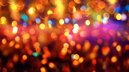 Wall Mural - Blur bookeh gold lights or flashes on a colorful color background