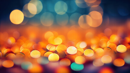 Wall Mural - Blur bookeh gold lights or flashes on a colorful color background