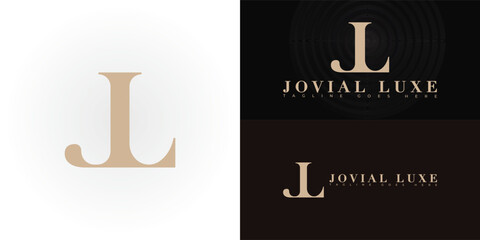 Wall Mural - Modern vector initial letter JL or LJ logo in gold color isolated on multiple background colors. The logo is suitable for plastic surgery business logo design inspiration templates.