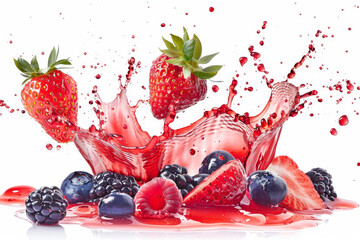 Wall Mural - A bowl of fruit with strawberries, blueberries, and raspberries