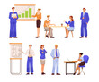 © Happypictures - Man and Woman Office Staff Character at Workplace Vector Set